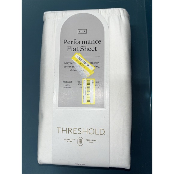 NWT Threshold FULL Performance Flat Sheet Silky Soft Sateen SOUR CREAM 400 TC - Picture 1 of 2